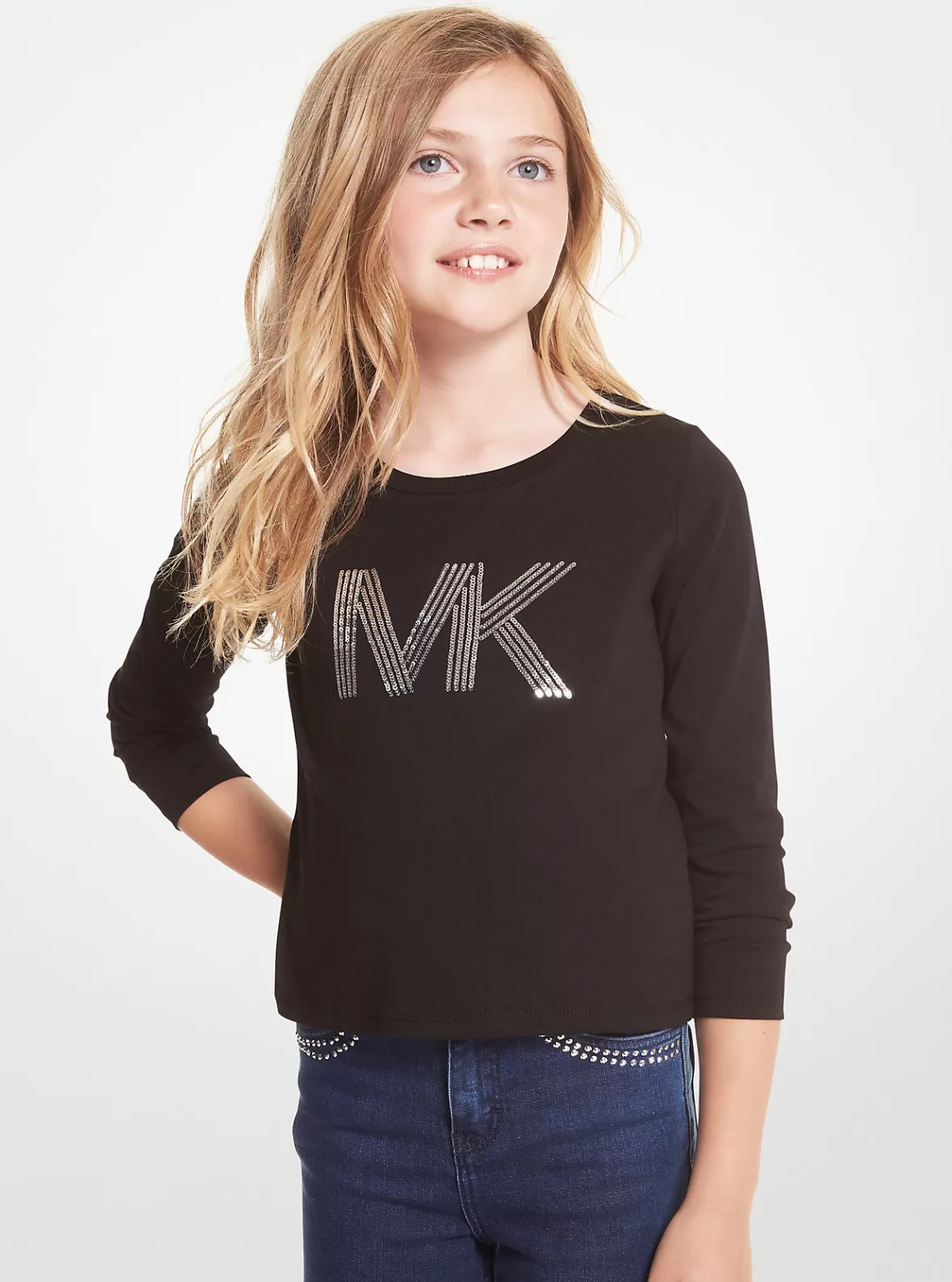 Michael Kors Sequined Logo Cotton T-Shirt*Kids Kids