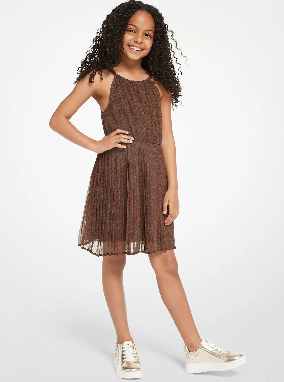 Michael Kors Signature Logo Print Pleated Dress*Kids Kids