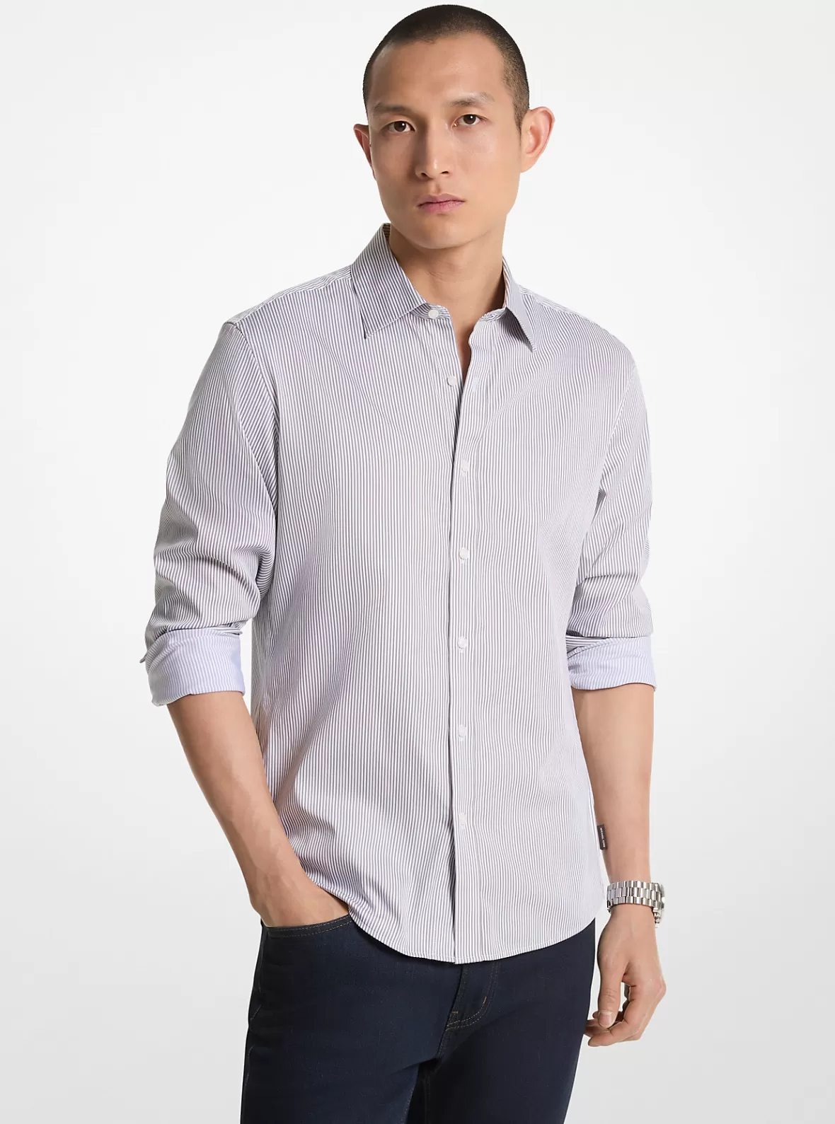 Michael Kors Slim-Fit Stretch Cotton Blend Shirt* Shirts