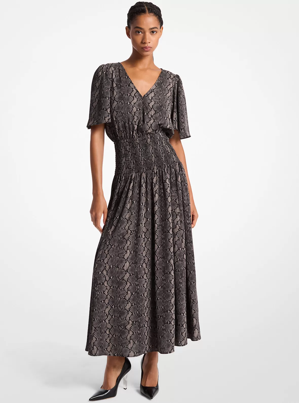 Michael Kors Snake Print Crepe Midi Dress*Women Dresses