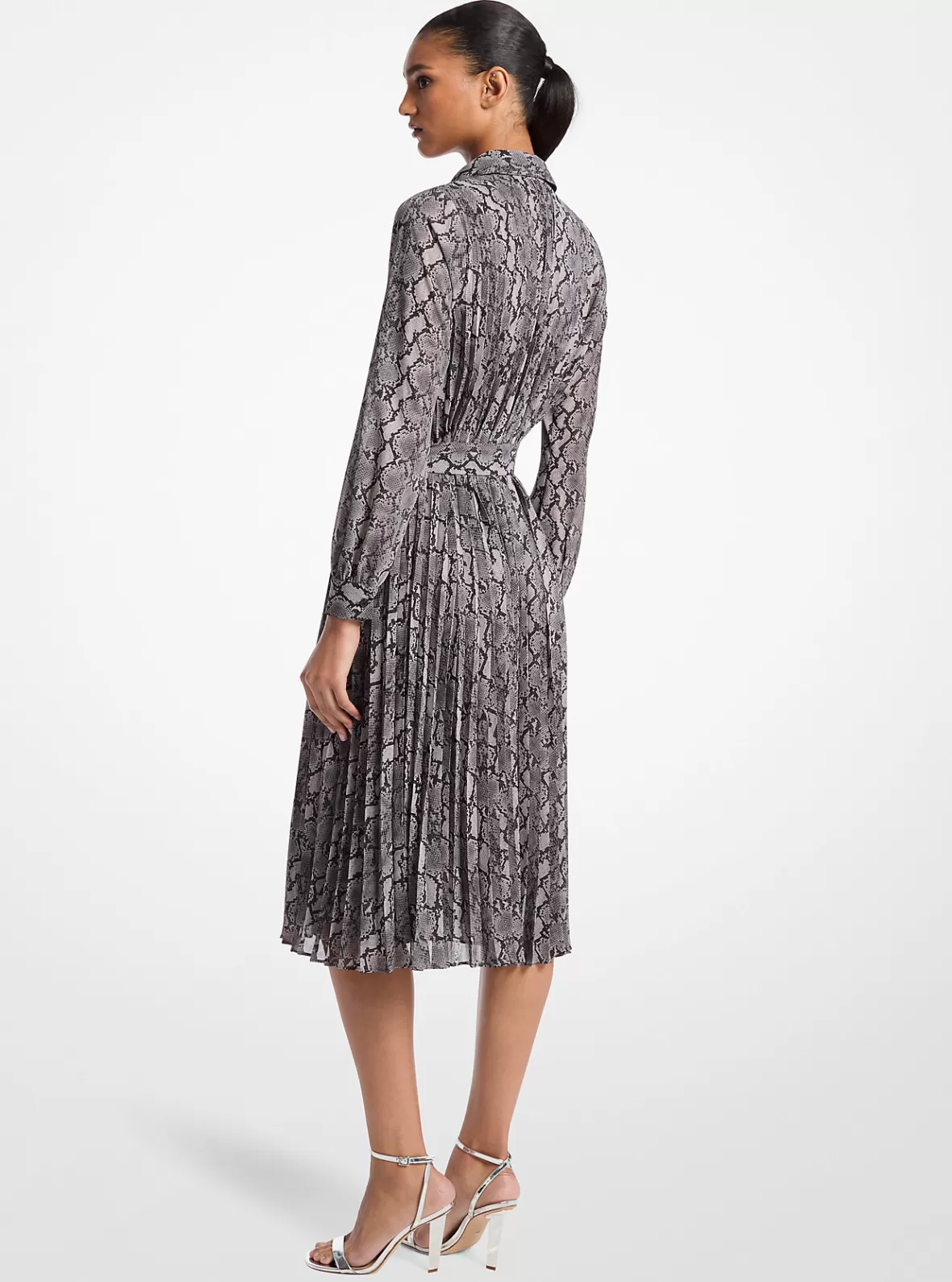 Michael Kors Snake Print Georgette Pleated Shirtdress*Women Dresses