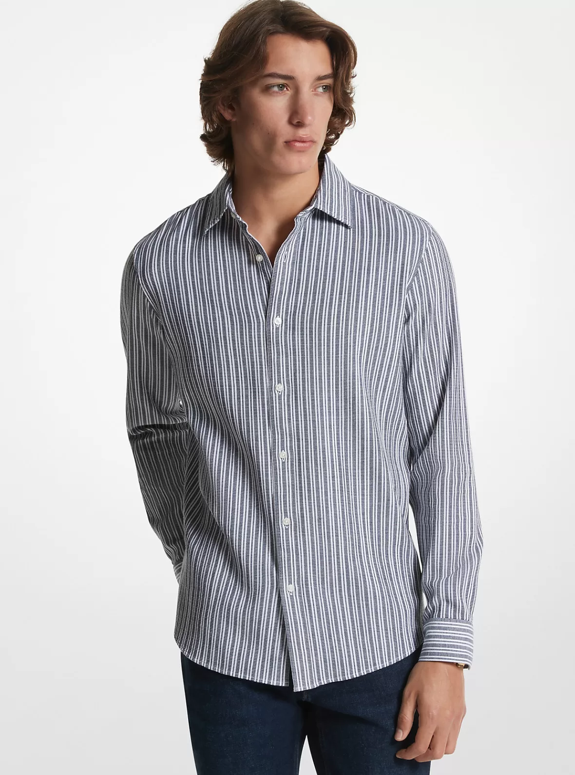 Michael Kors Stretch Cotton Striped Woven Shirt* Shirts