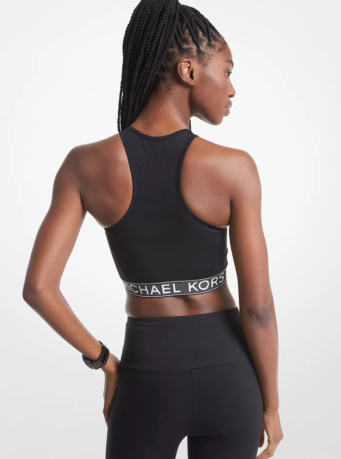 Michael Kors Stretch Nylon Logo Tape Racerback Sports Bra*Women Tops