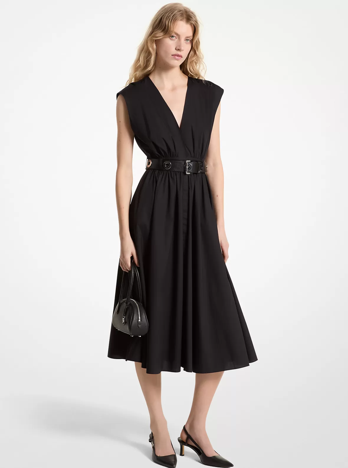 Michael Kors Stretch Organic Cotton Poplin Midi Dress*Women Dresses