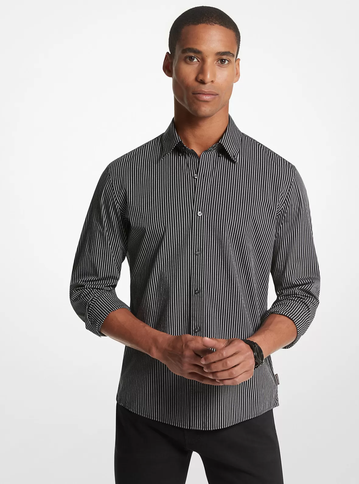 Michael Kors Striped Stretch Cotton Shirt* Shirts