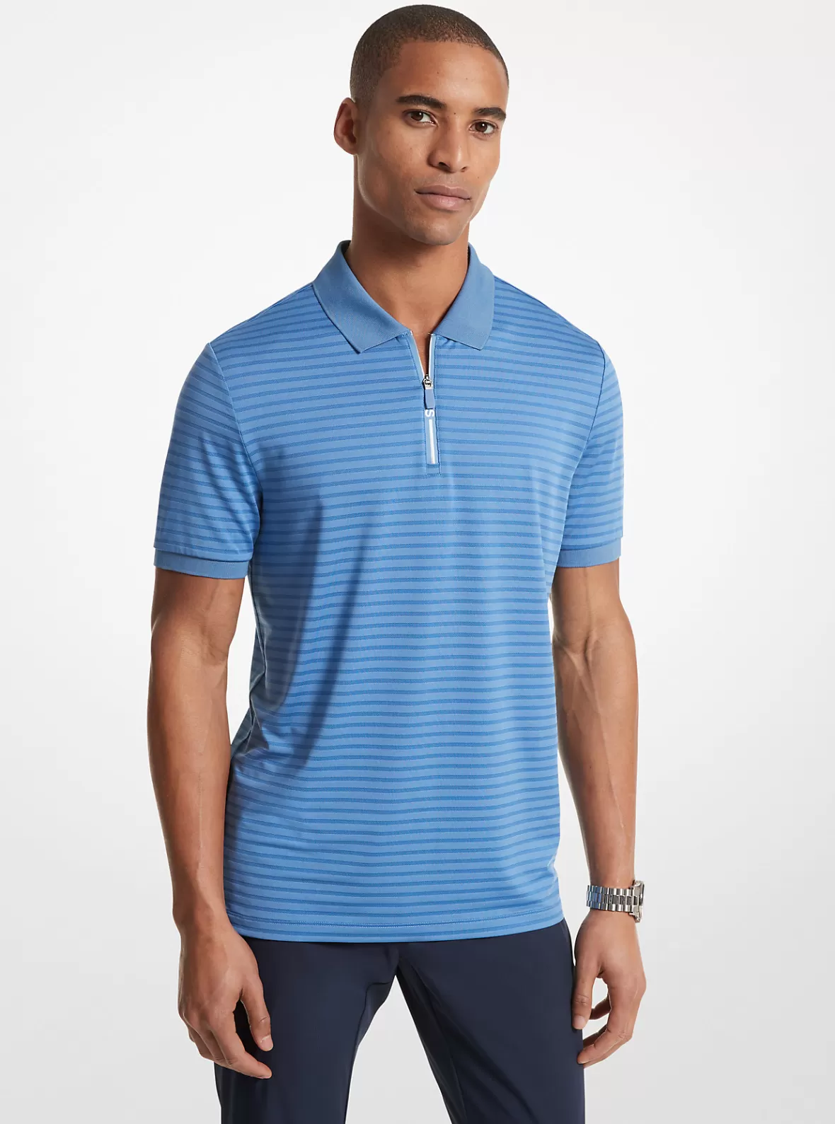 Michael Kors Striped Tech Performance Zip-Up Polo Shirt* T-shirts & Sweatshirts