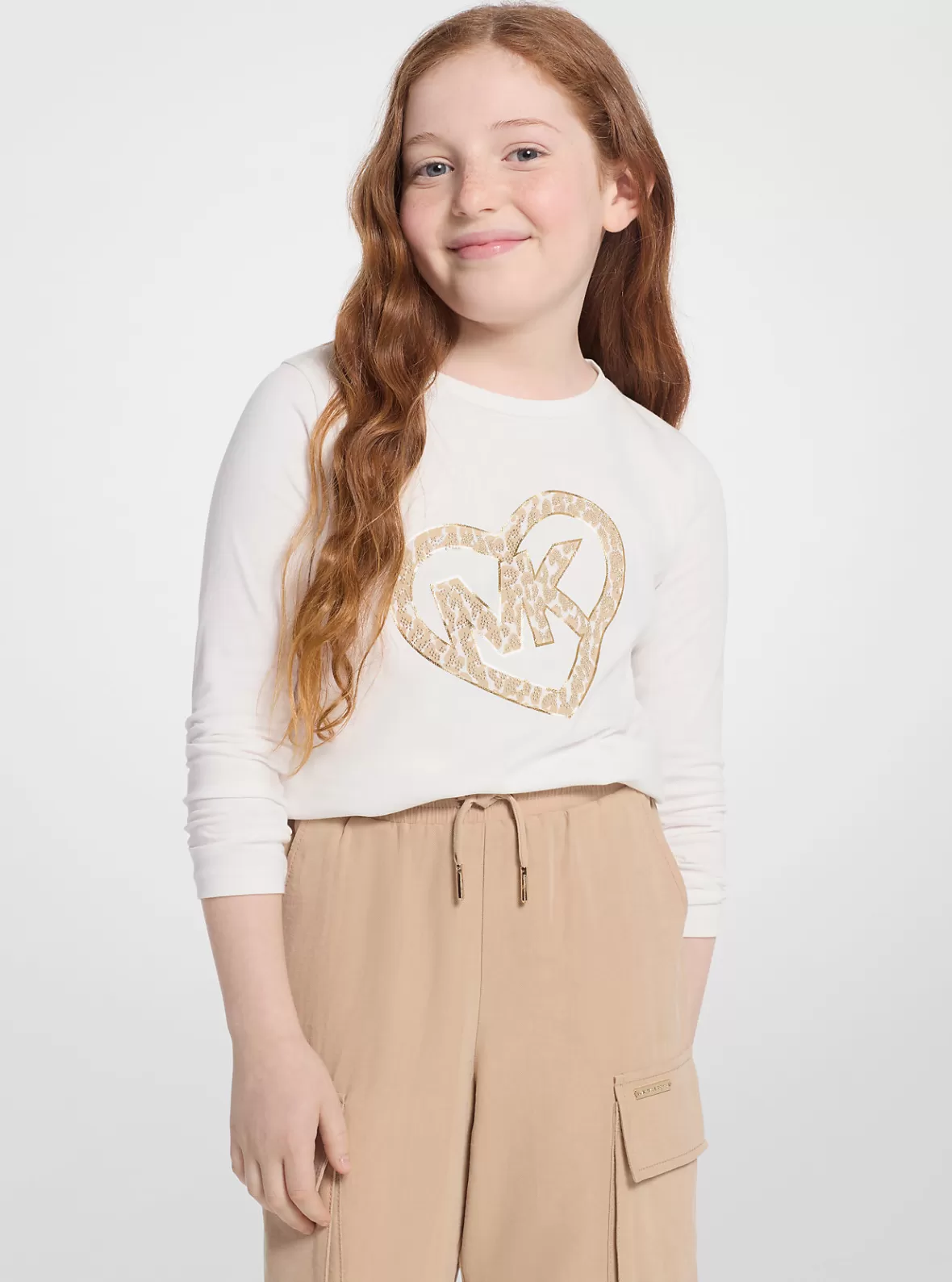 Michael Kors Studded Logo Heart Long-Sleeve T-Shirt*Kids Kids