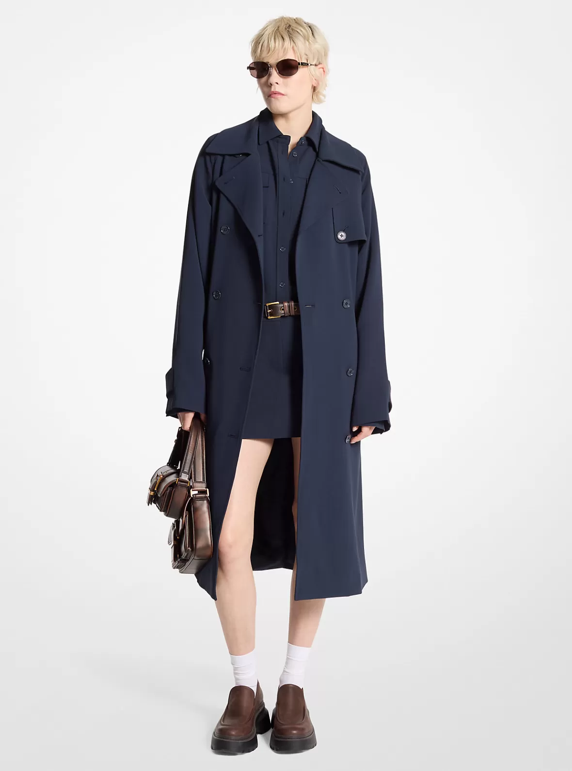 Michael Kors Textured Crepe Belted Trench Coat*Women Jackets & Coats