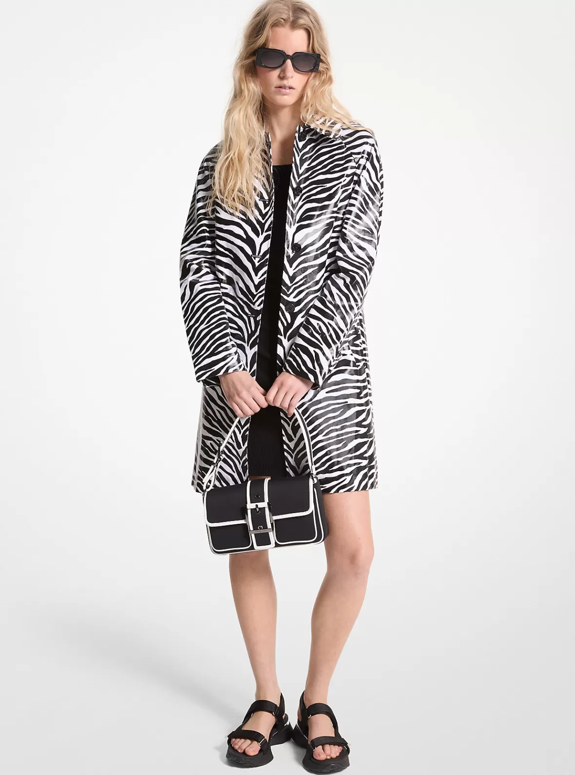 Michael Kors Zebra Print Cotton Twill Balmacaan*Women Jackets & Coats